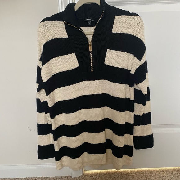 Striped ribbed quarter zip up tunic - Picture 2 of 7